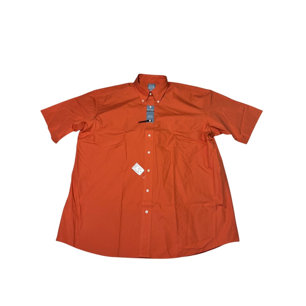 NWT Jos. A. Bank Stays Cool Mens XL Orange Wrinkle-Free Short Sleeve Button Down